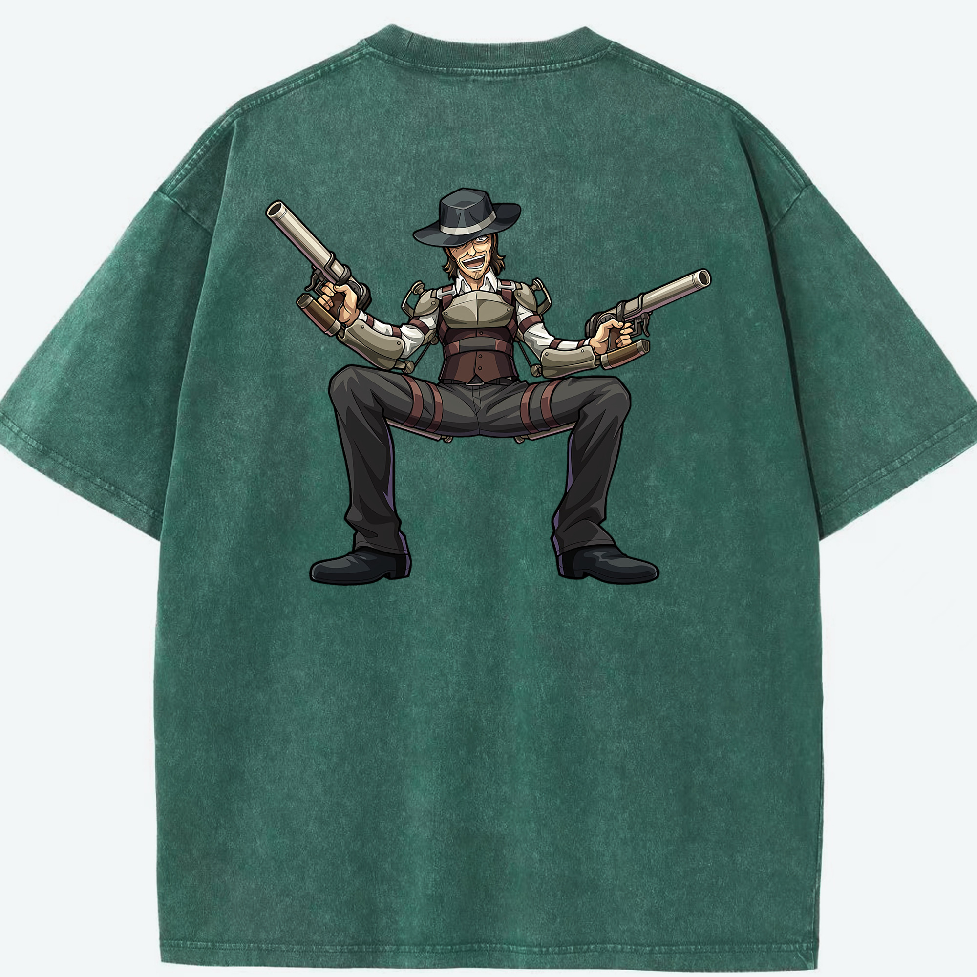 （画像用） 進撃の巨人 ケニー·アッカーマン Attack on Titan Kenny Ackerman 綿100% ヴィンテージ風 半袖Tシャツ（背面プリント）